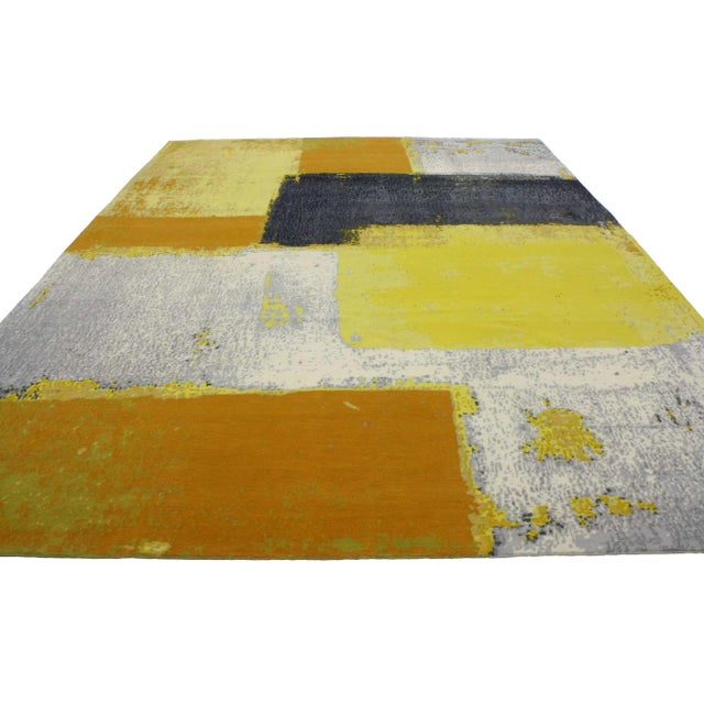 Yellow Form and Function Bauhaus Modern Rug - 09'00 X 12'01 For Sale - Image 8 of 12