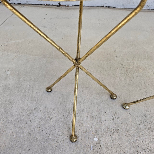 Italian Gold Gilt Folding Mosaic Side Drink Tables 1960s Pair For Sale - Image 15 of 16