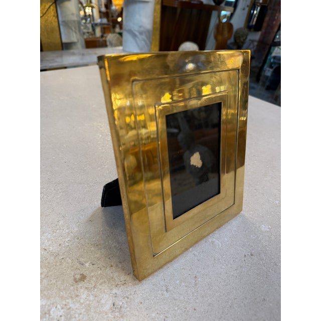 1970s Italian Polished Brass Geometric Picture Frame, 1970s For Sale - Image 5 of 6