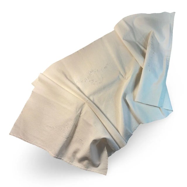 French Antique Linen Tea Towel - Dual C Monograms - Hemstitched Drawn Thread Border 1900s For Sale - Image 4 of 9