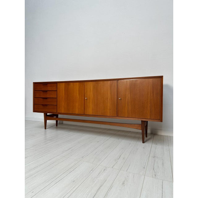 Wood Large Mid-Century Minimalistic Teak Sideboard, 1960s For Sale - Image 7 of 16