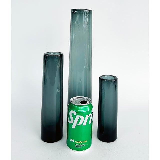 Per Lutken Holmegaard Glass Denmark Smoked Glasss Vases, Set of Three (3) Offered for sale is a set of three smoked glass...