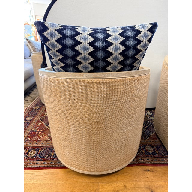 Pair of Taylor King Upholstered Swivel Chairs For Sale In New York - Image 6 of 8