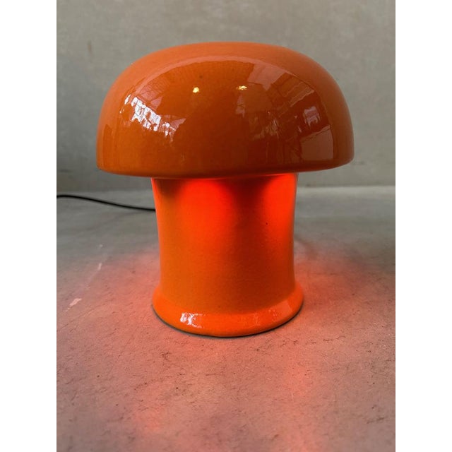 Vintage mushroom table lamp in orange ceramic by Massive. 1960s. Mood lamp. Beautiful condition. No chips. E14 fitting....