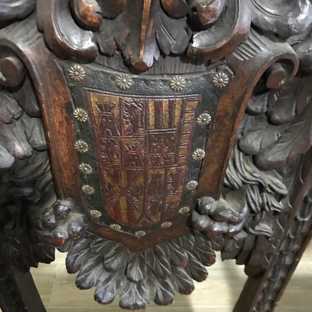 Victorian Late 19th Century Victorian Era Spanish Baroque Revival Style Armorial Chairs - a Pair For Sale - Image 3 of 13