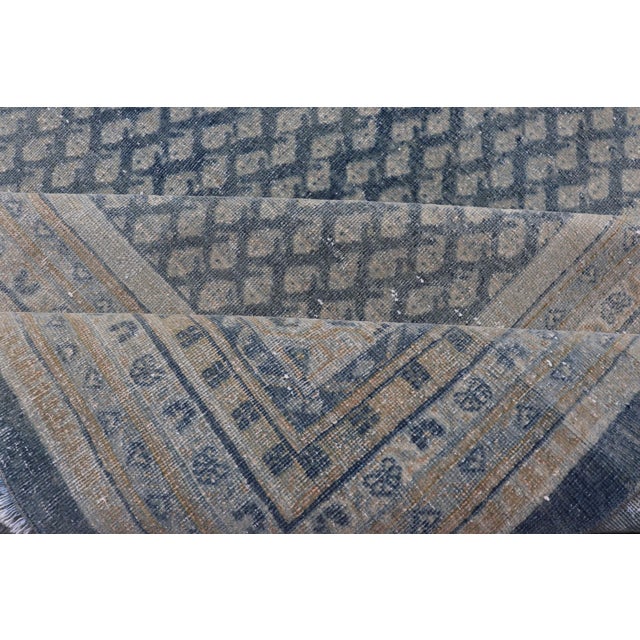 Minimalist Design Antique Persian Tabriz Rug With Modern Look in Blue Tones 8'10 X 11'9 For Sale - Image 15 of 16