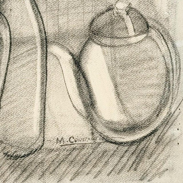 Marceau Constantin, Cubist Figural Study, Nude, Charcoal For Sale - Image 3 of 5