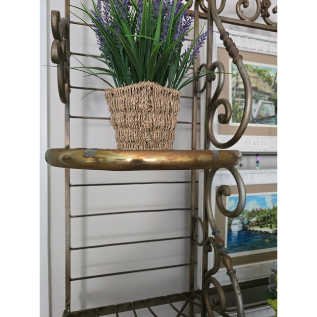 Brass Antique French Iron & Brass Boulangerie Baker’s Rack For Sale - Image 8 of 11