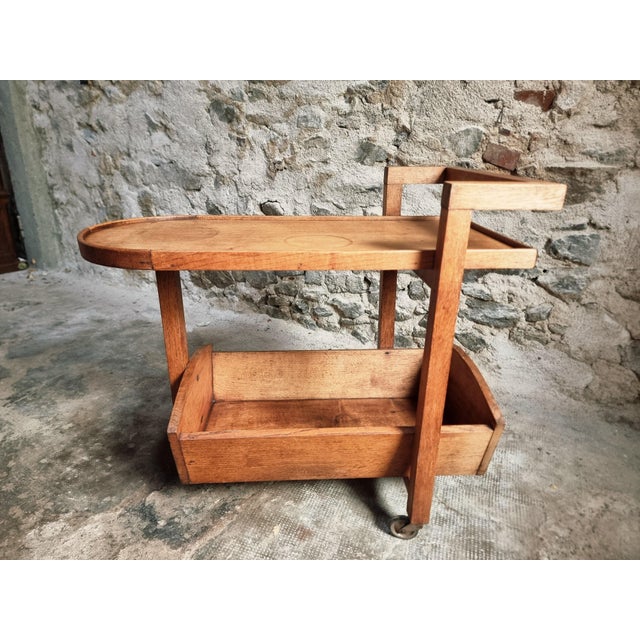 Vintage Oak Bar Trolley, France, 1950s For Sale - Image 11 of 12