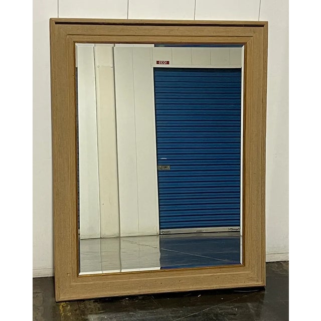 Vintage framed mirror in distressed wood with gold accented edge, Beveled edge mirror. this is ready to hang and would be...