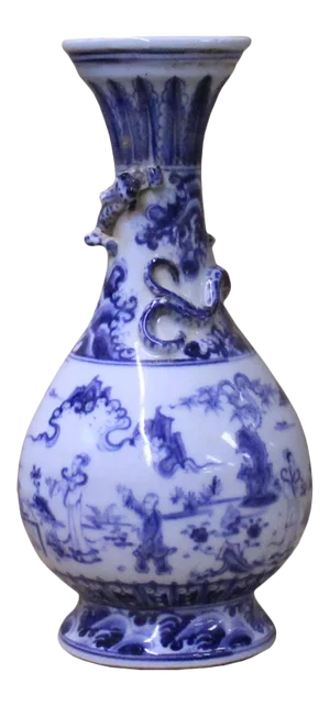Chinese Blue White Porcelain Precise House Yard Scenery Vase
