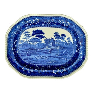 Copeland Spode Tower Blue and White Transferware Platter, Circa 1905, 19 Inch For Sale