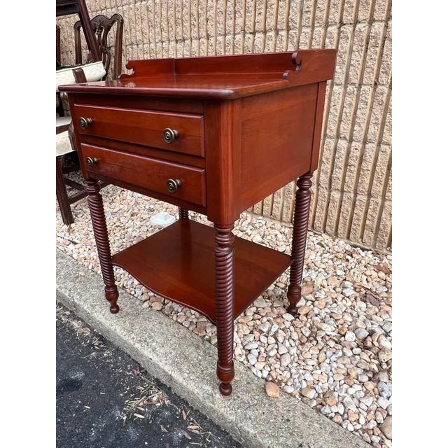 Brown Pair Solid Cherry Willett Furniture Colonial House 2 Drawers Bedside Tables, Circa 1950s For Sale - Image 8 of 12