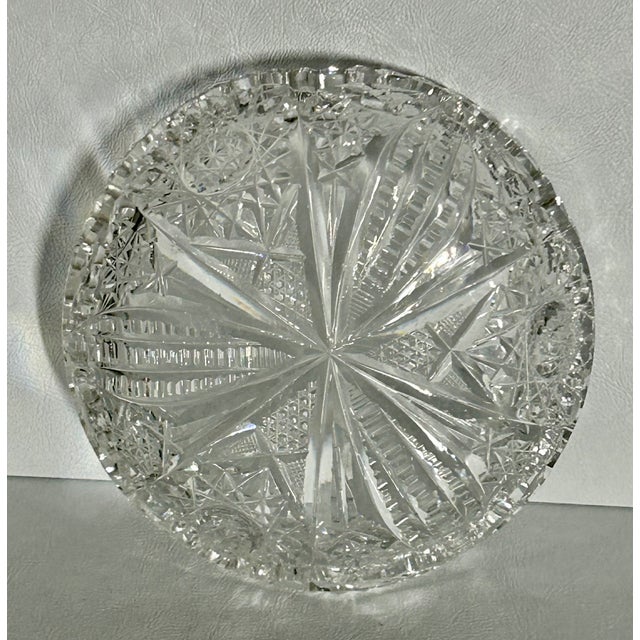 Antique American Brilliant Cut Glass Bowl With Starburst & Hobstar Motif For Sale In Philadelphia - Image 6 of 10
