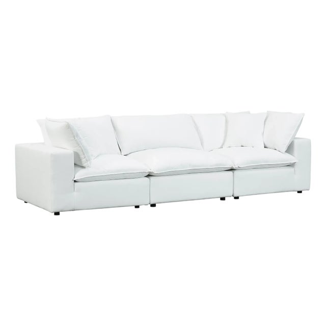 White Cali Pearl Performance Fabric Modular Sofa For Sale - Image 8 of 8