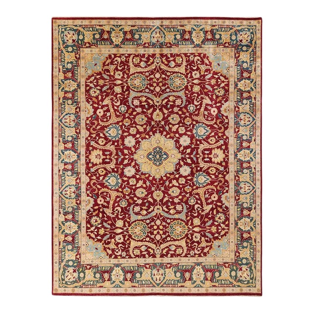 Mogul Collection Hand-Knotted Area Rug - Red 9' 2" x 11' 10" For Sale