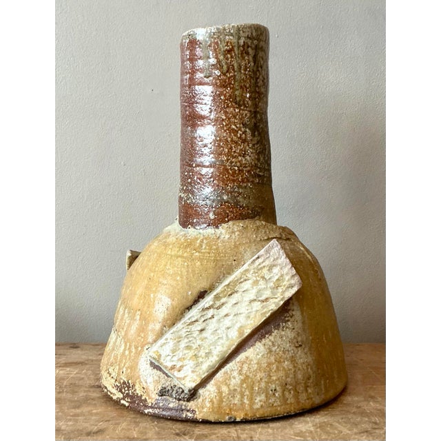 Vintage Boho Original Studio Pottery Vase For Sale - Image 9 of 9