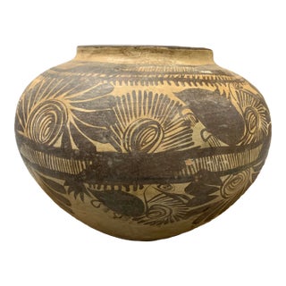 Early 20th Century Vintage Hand Painted Clay Pottery Vessel For Sale