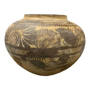 Early 20th Century Vintage Hand Painted Clay Pottery Vessel