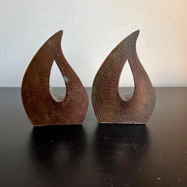 Jenfredware Ben Seibel Copper Teardrop Flame Bookend Set by Jenfred Ware, 1950s For Sale - Image 4 of 8