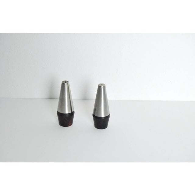 Danish Modern Teak and Stainless Steel Salt and Pepper Shakers, 1960s, Set of 4 For Sale - Image 3 of 12