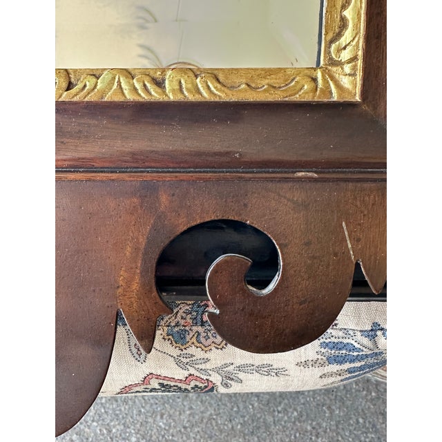 Antique Chippendale Style Mirror with Gold Leaf carved center medallion and fillet. Overall size is 24.5 x 40.25. Beveled...