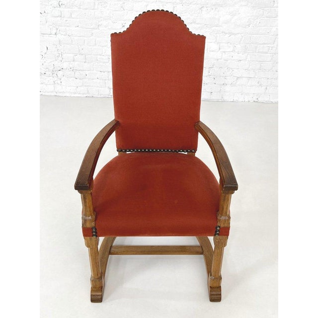 Antique French Wood and Red Fabric Chairs, Set of 8 For Sale - Image 10 of 12