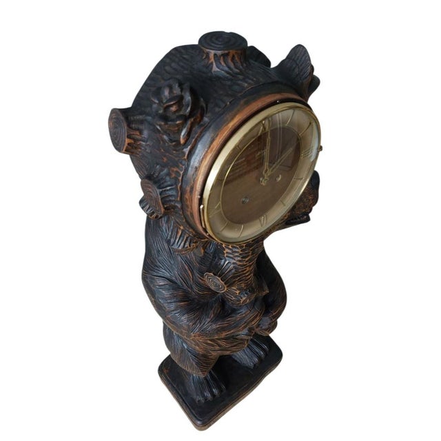 Brown Large Black Forest Bear Clock, 1955 For Sale - Image 8 of 15
