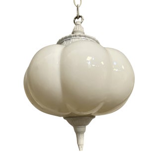 Vintage 1960s Milk Glass Swag Lamp For Sale