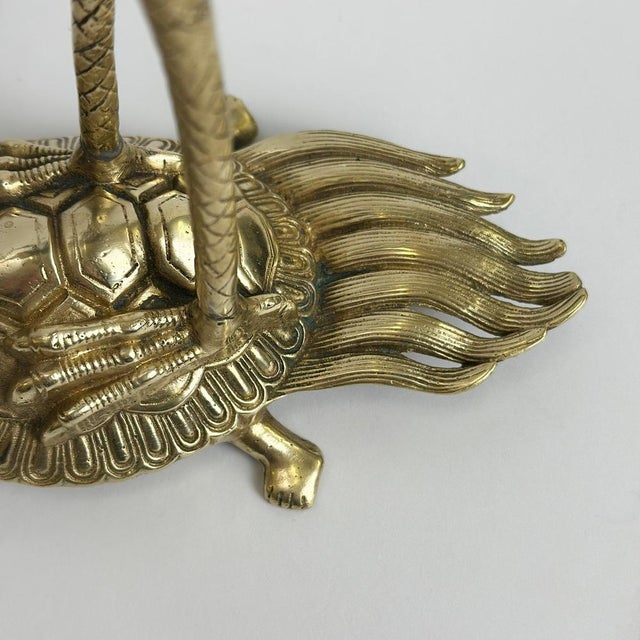 Gold Mid-Century Modern Japanese Brass Crane and Turtle Sculptures, 1950s, Set of 2 For Sale - Image 8 of 10