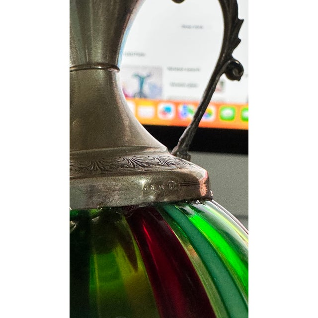 1940s Italian Silver Handblown Murano Art Glass Oggetti Venini Colorful Mini Pitcher For Sale - Image 9 of 11