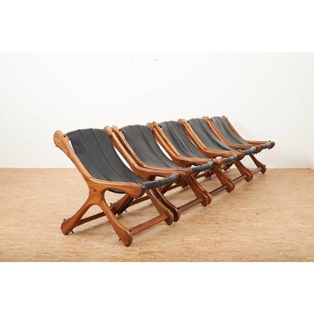 Leather Chair Sloucher in Rosewood, 1960s For Sale - Image 3 of 14