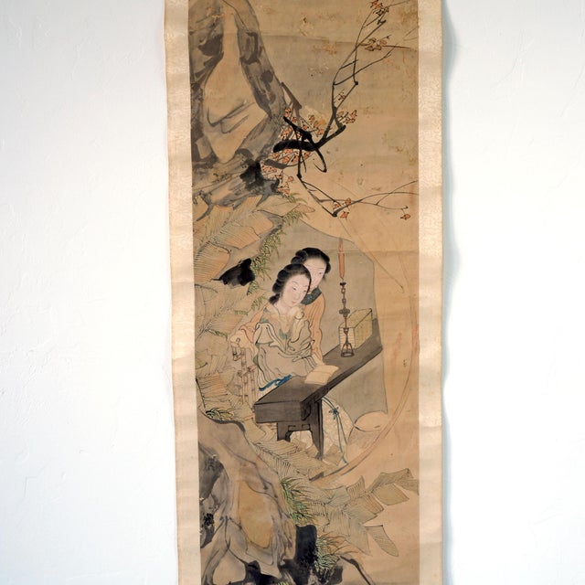 Chinese Chinese Scroll Woodblock Print “Zhong Youshi's Beautiful Women” - 1957 For Sale - Image 3 of 11