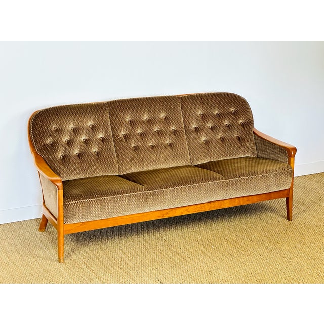 Vintage Scandinavian Three-Seater Velvet Sofa, 1960 For Sale - Image 16 of 16