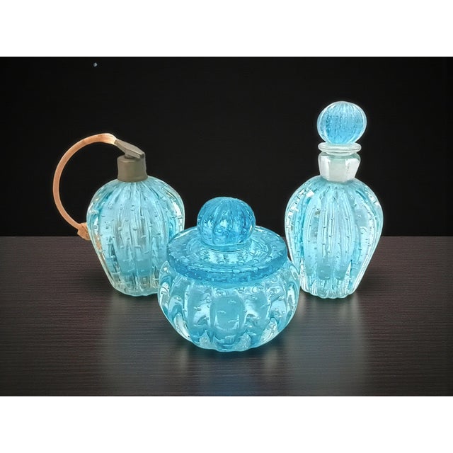 Bullicante Murano Glass Toiletry Set from Barovier & Toso, 1970s, Set of 3 For Sale - Image 9 of 10