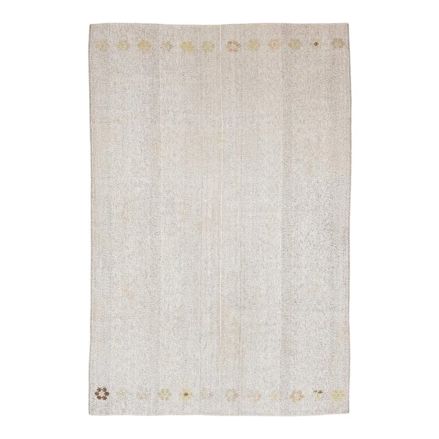 Vintage Light Gray Modern Kilim Rug For Sale