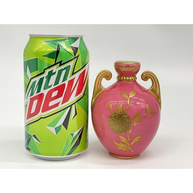 Antique Royal Crown Derby Gilt Pink Amphora Vase 4 Inch High England For Sale - Image 10 of 11