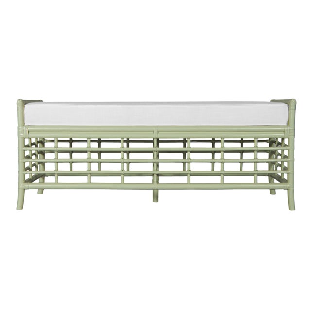 Wood Luna Bench - Celery Green For Sale - Image 7 of 7