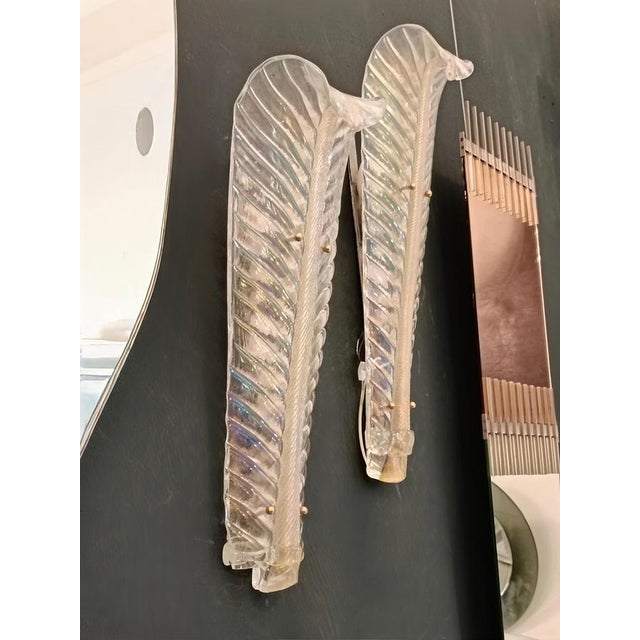 Iridescent Murano Glass Wall Lamps from Barovier & Toso, Italy, 1940s, Set of 2 For Sale - Image 4 of 11
