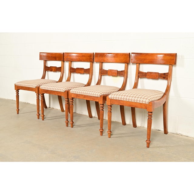 Baker Furniture English Regency Carved Maple Side Chairs or Dining Chairs, Pair For Sale - Image 14 of 15