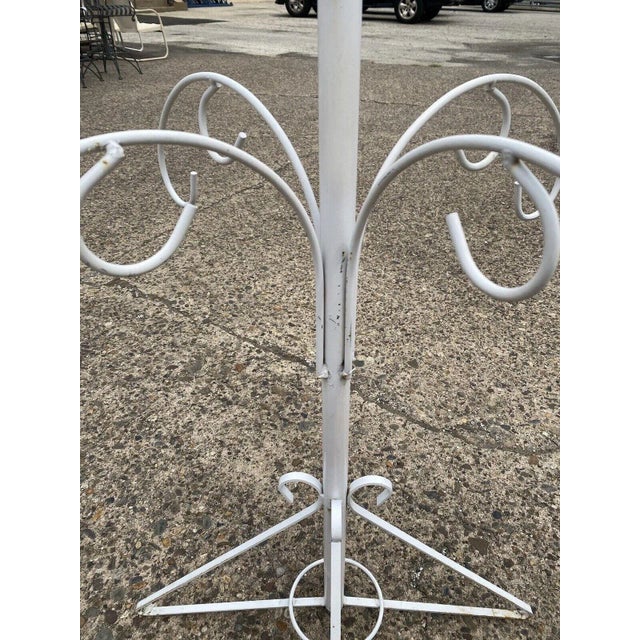 Metal Early 21st Century White Wrought Iron 16 Hook Garden Ornament Plant Stand Holder For Sale - Image 7 of 9