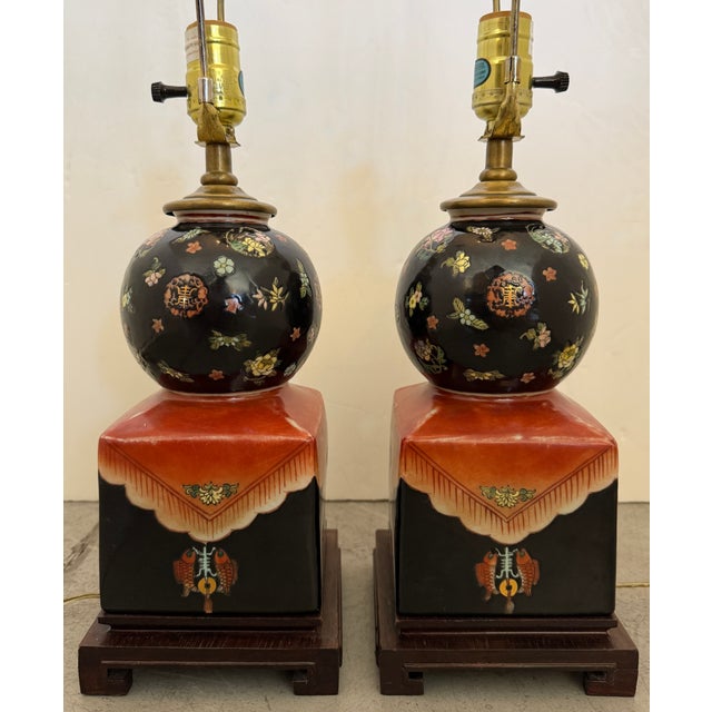 Chinoiserie 1970s Famille Noire Table Lamps by Maitland Smith - a Pair For Sale - Image 3 of 7