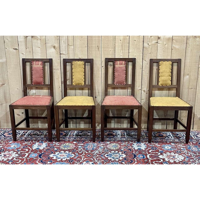 Series of 4 Art Deco mahogany chairs from the 1950s - L=42cm D=41cm HD=84cm HA=42cm