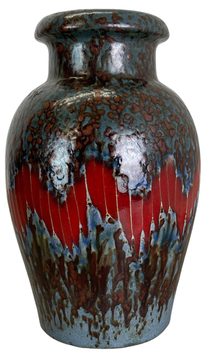 German Zig Zag Lora Pottery Fat Lava Vase from Scheurich, 1970s