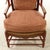 Late 20th Century Vintage French Provincial Distressed Terracotta Red Wingback Chair With Gingham Cushions For Sale - Image 5 of 12
