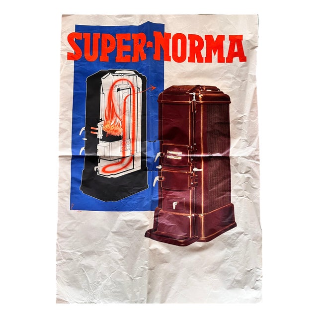Large Advertising Stove Heating Super Norma Poster, 1930s For Sale