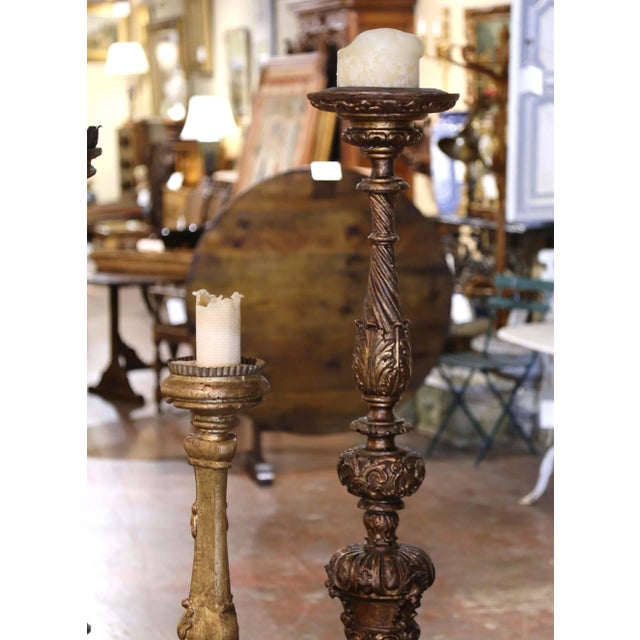 19th Century Italian Carved Polychrome and Painted Candlesticks, Set of Four For Sale - Image 9 of 13