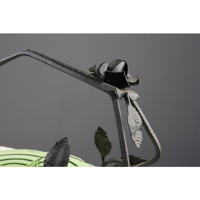 Green Art Deco Glass and Metal Fruit Bowl, France, 1920s For Sale - Image 8 of 12