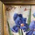 1960s European School 20th Century Oil on Canvas Impressionist Floral Still Life Blue Irises and Butterfly Framed Signed For Sale - Image 5 of 10