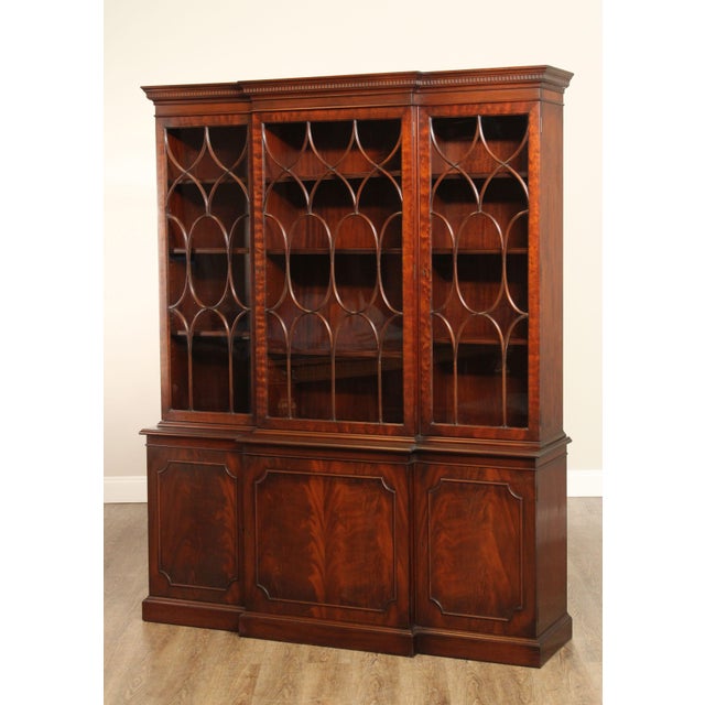 Charak Georgian Style Mahogany Hand Crafted Breakfront For Sale - Image 12 of 14